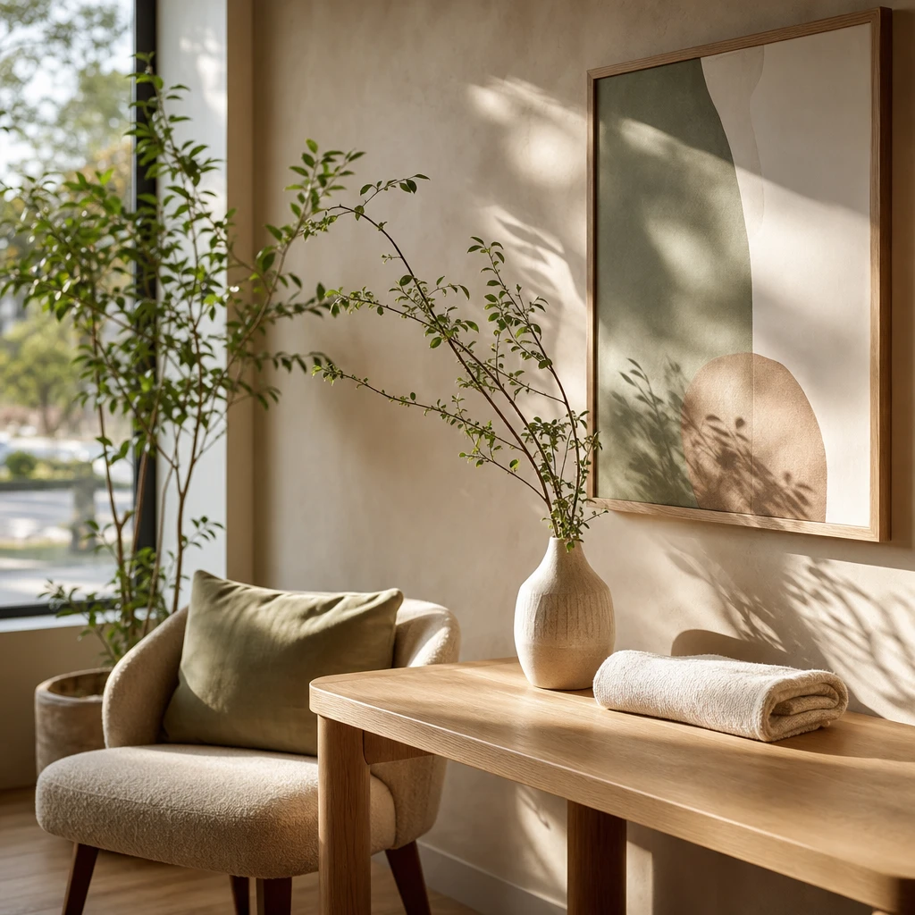 A calm, sunlit corner of the physiotherapy clinic.